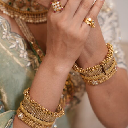 Gold Diamond Eternity Bangle Set