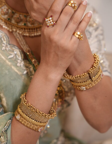 Gold Diamond Eternity Bangle Set