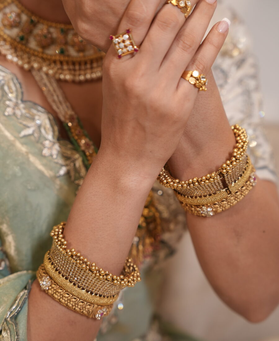 Gold Diamond Eternity Bangle Set